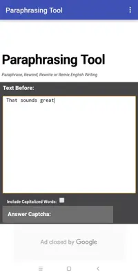 Paraphrasing Tool android App screenshot 0